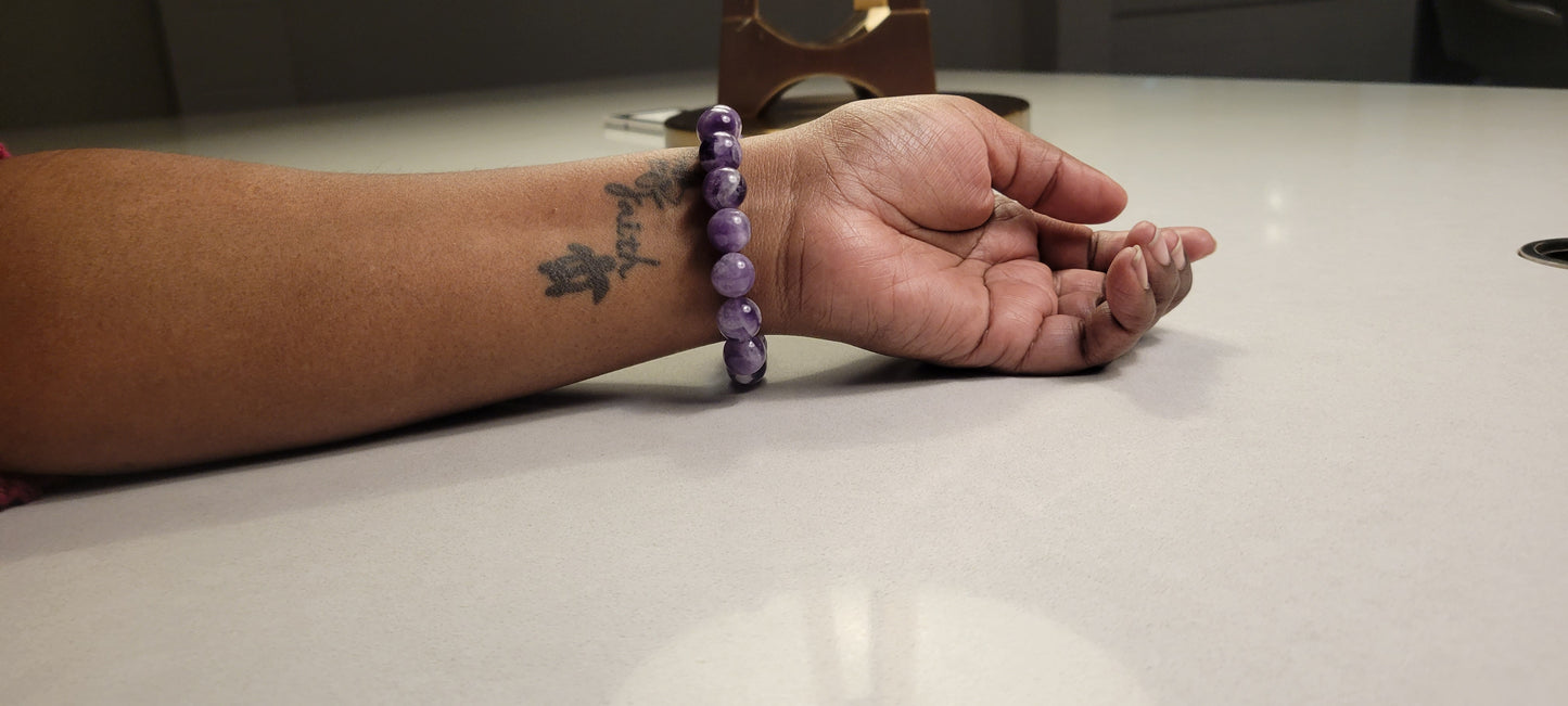 Amethyst Gemstone Bracelet 10mm - GBead Adornments
