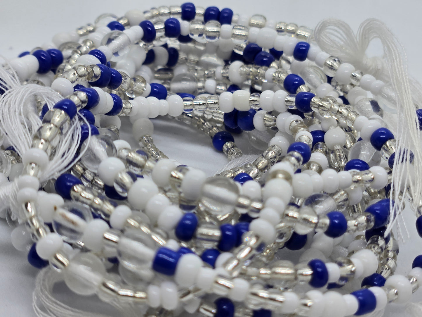Indigo & Ice Tie- on Waistbeads