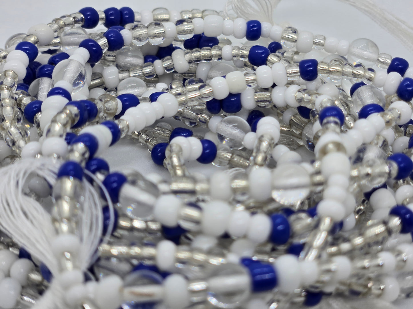 Indigo & Ice Tie- on Waistbeads