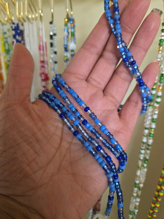 Blue Serenity Tie On Waistbeads - GBead Adornments