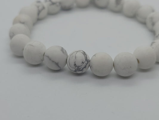 White Howlite Gemstone Bracelet 8mm - GBead Adornments