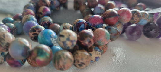 8mm Purple & Blue Sea Sediment Gemstone Bracelet