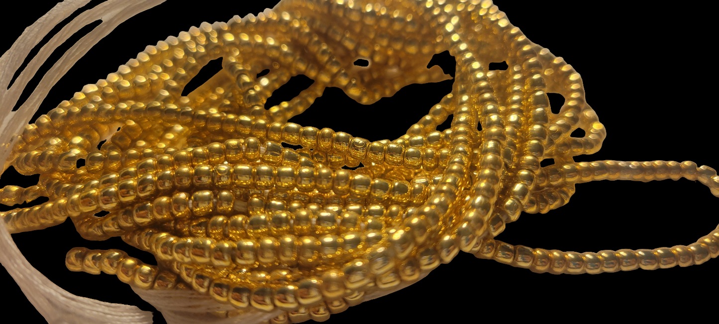 Metallic Gold Tie On Waistbeads - GBead Adornments