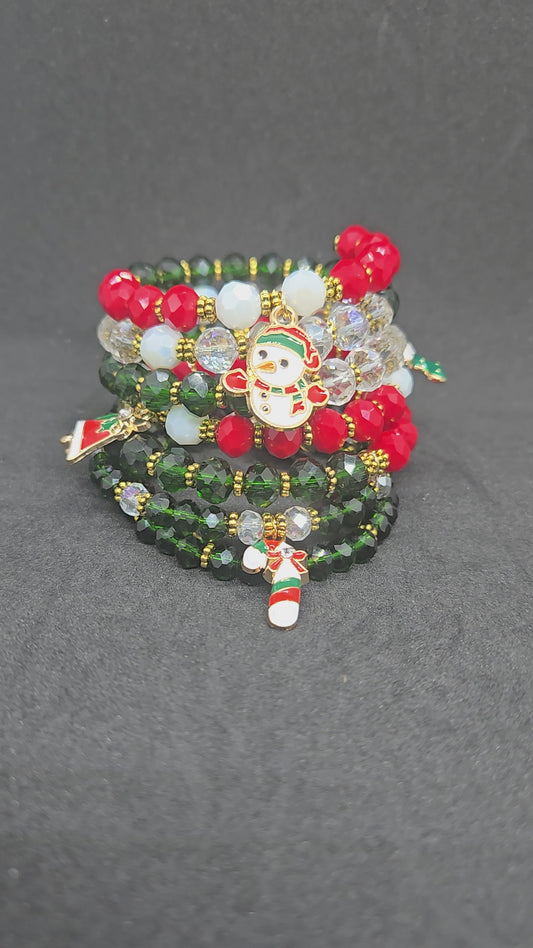 Crimson & Evergreen Christmas Wrap Bracelet