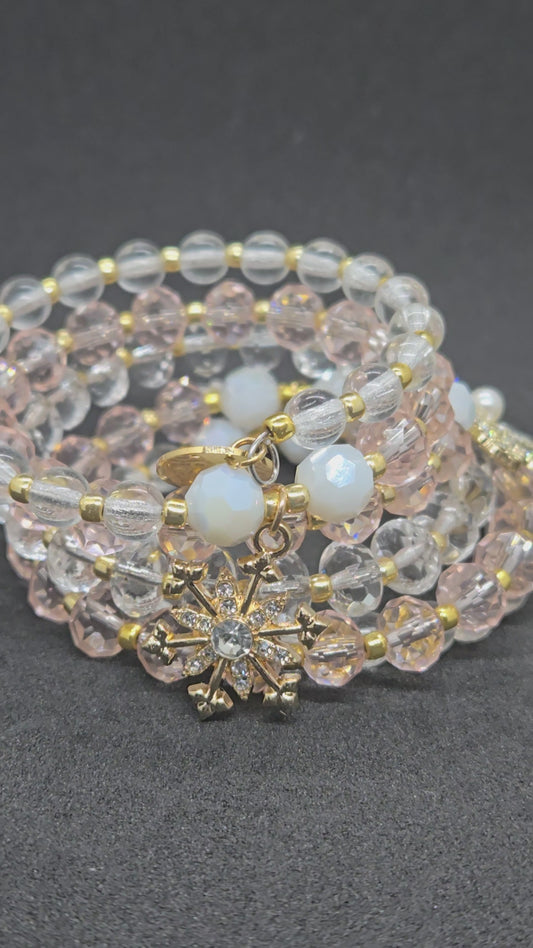 Blush Winter Glam Wrap Bracelet