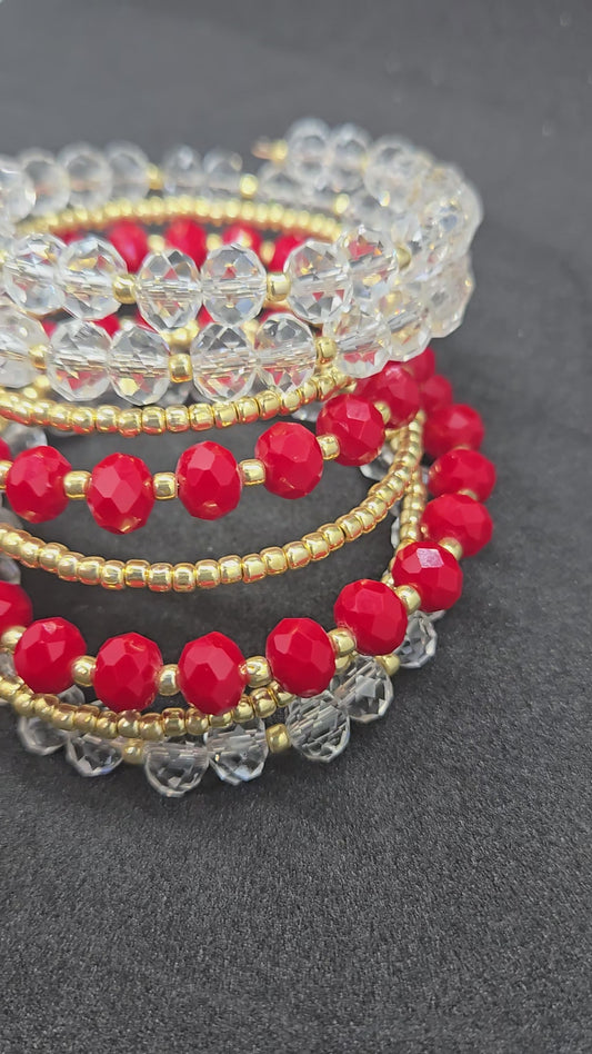 Crimson & Gold Holiday Wrap Bracelet