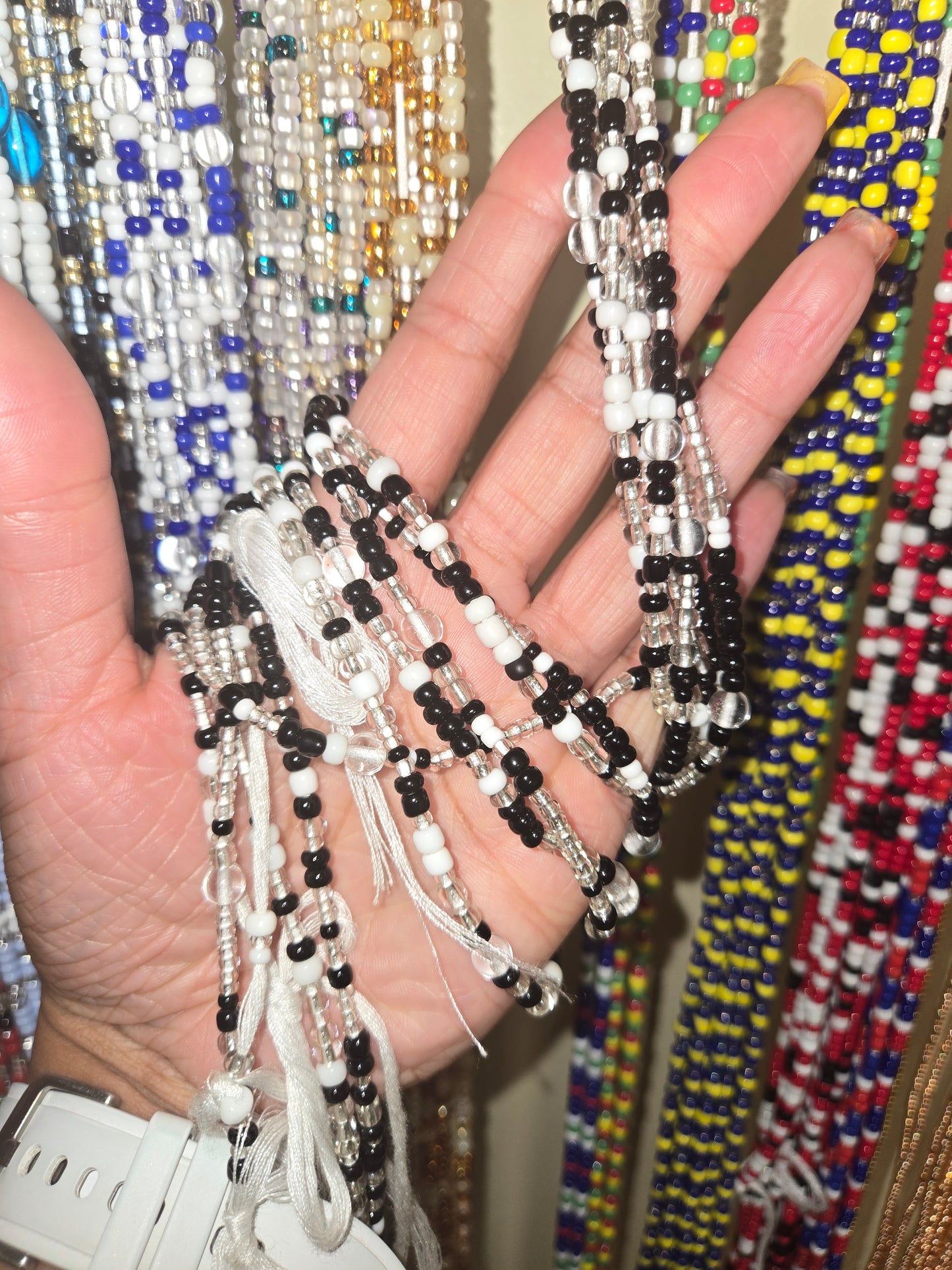 Cookies & Cream Tie On Waistbeads - GBead Adornments