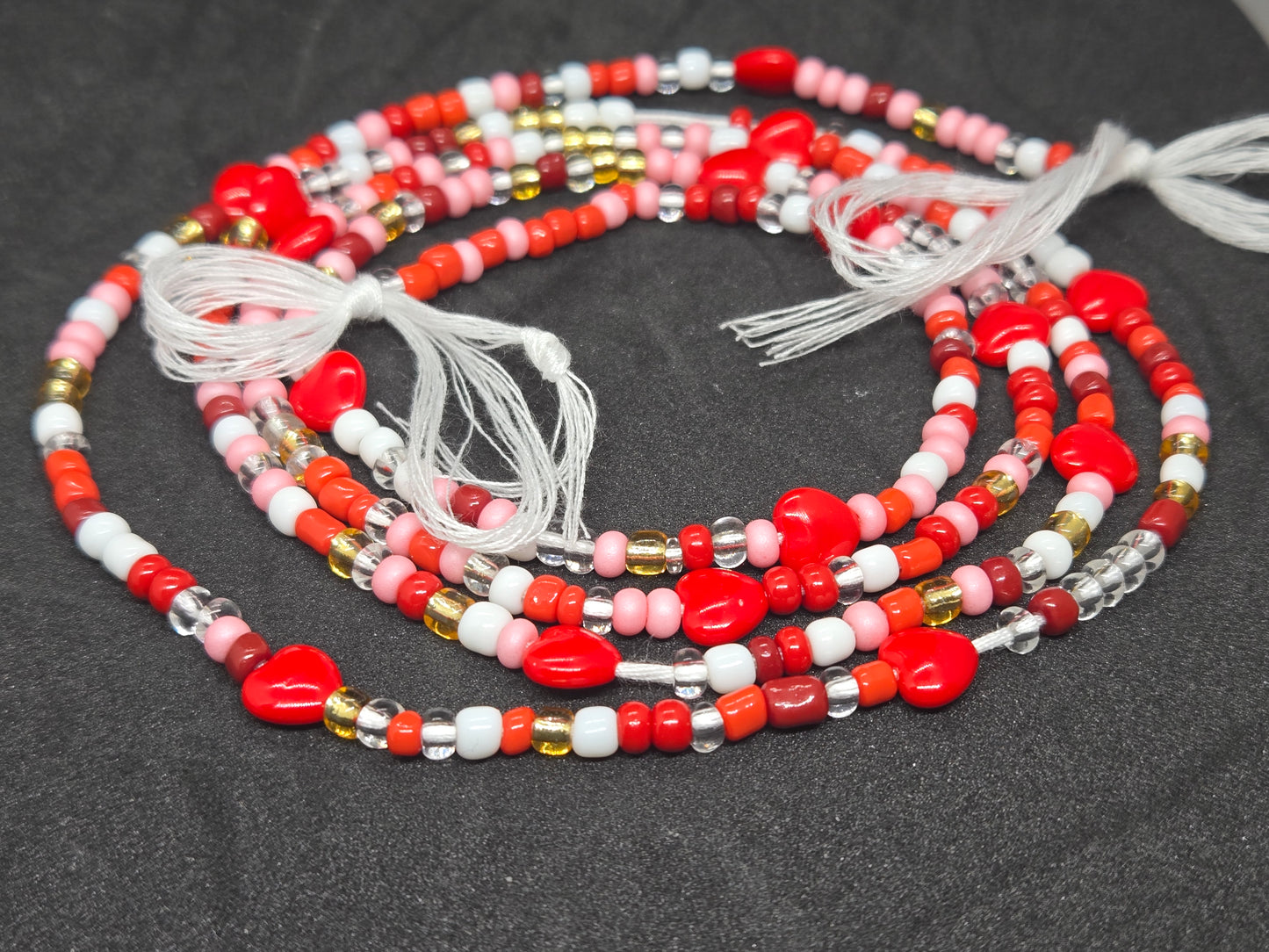 Crimson Kiss Tie On Waistbeads