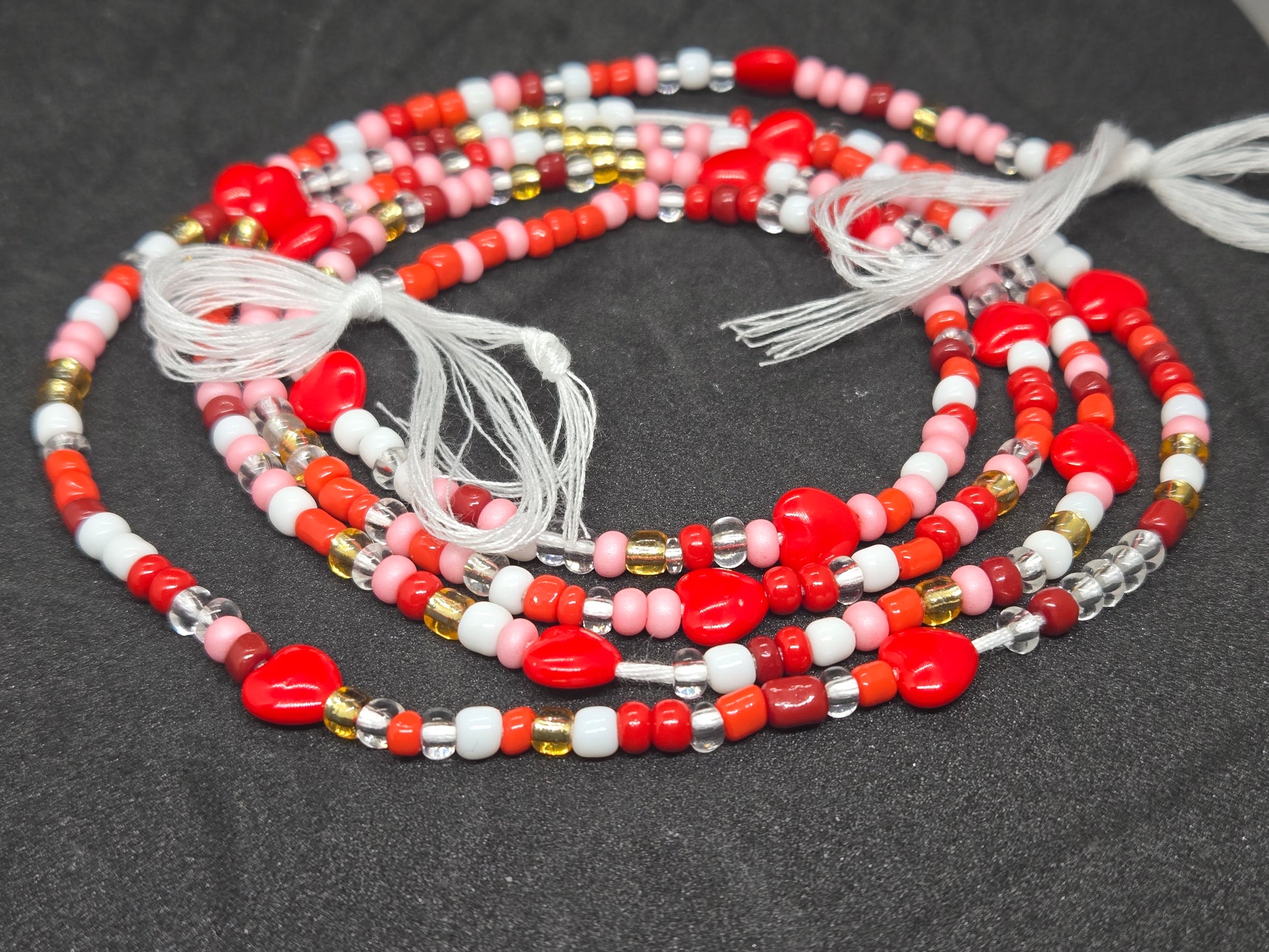 Crimson Kiss Tie On Waistbeads - GBead Adornments