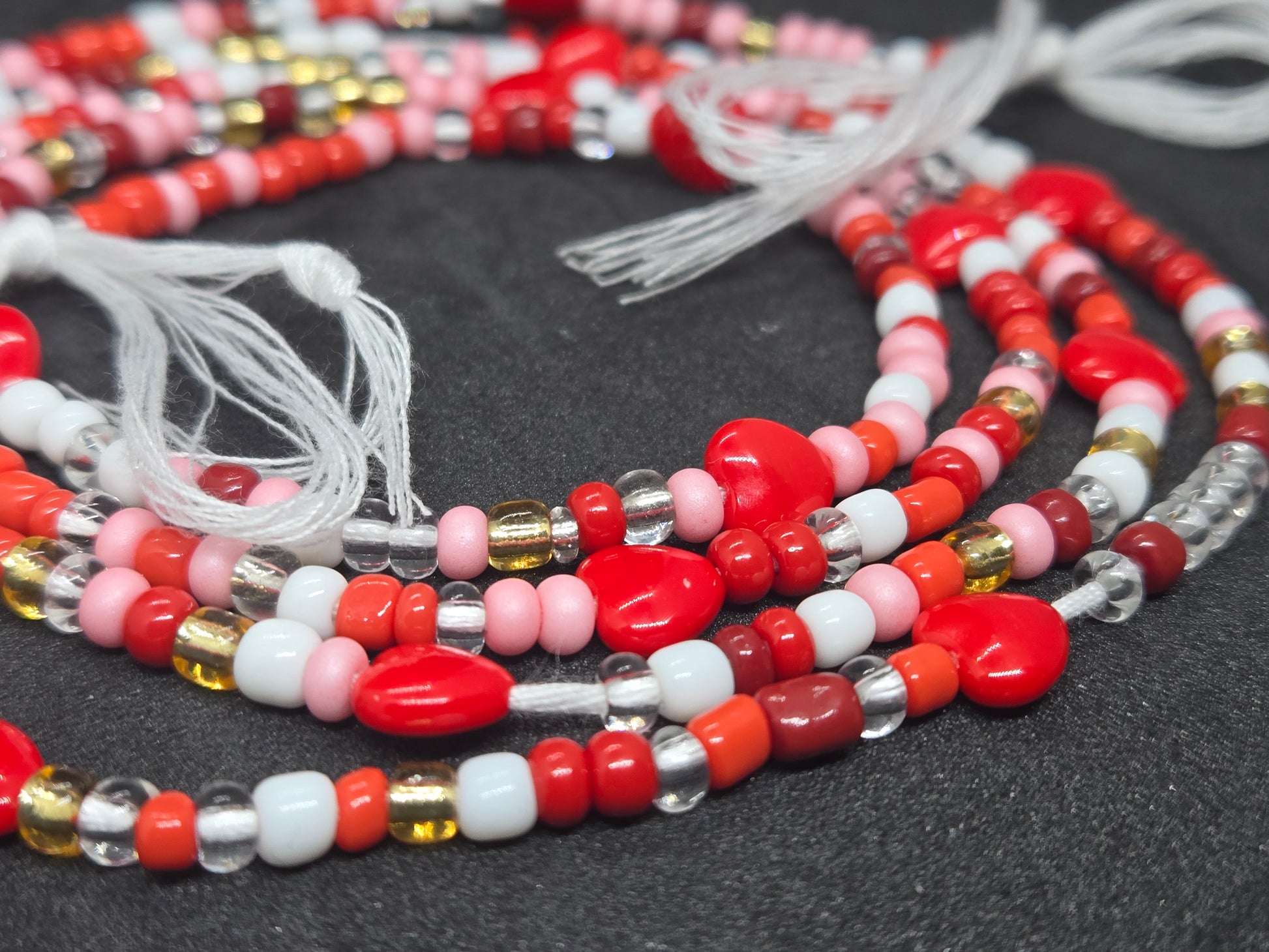 Crimson Kiss Tie On Waistbeads - GBead Adornments