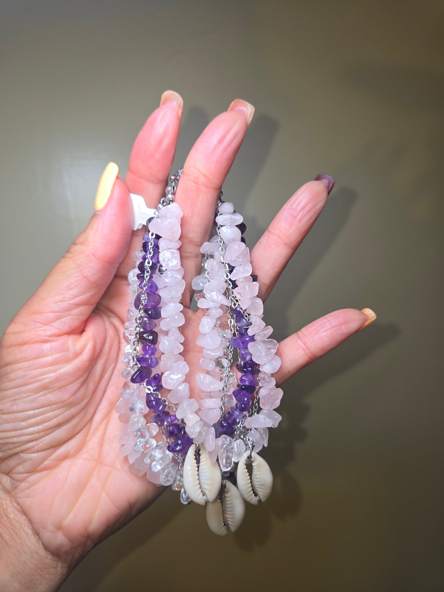 Rose Quartz Cowrie Anklet