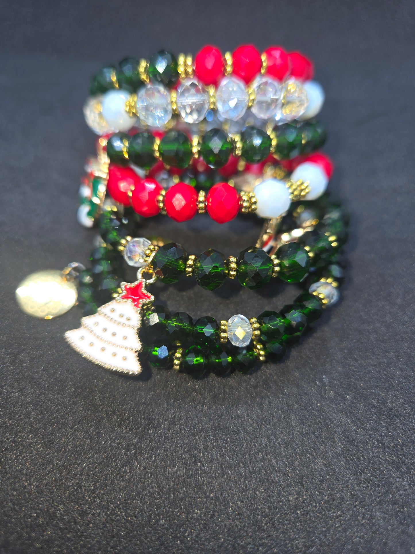 Crimson & Evergreen Christmas Wrap Bracelet