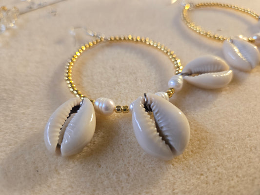 Island Muse Cowrie Hoop Earrings - GBead Adornments