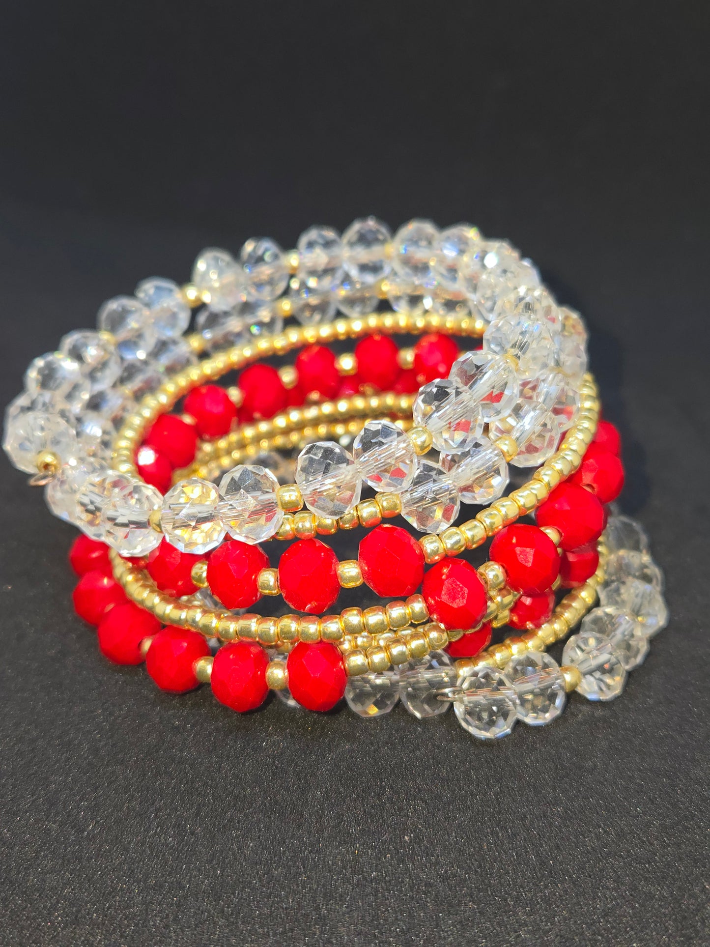 Crimson & Gold Holiday Wrap Bracelet