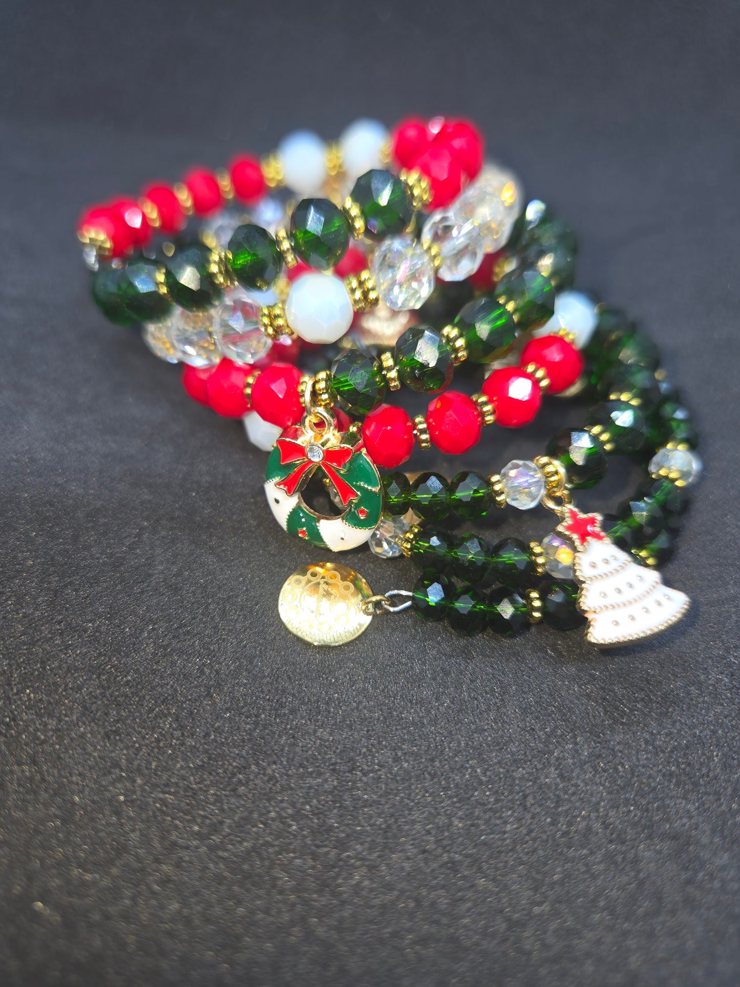 Crimson & Evergreen Christmas Wrap Bracelet