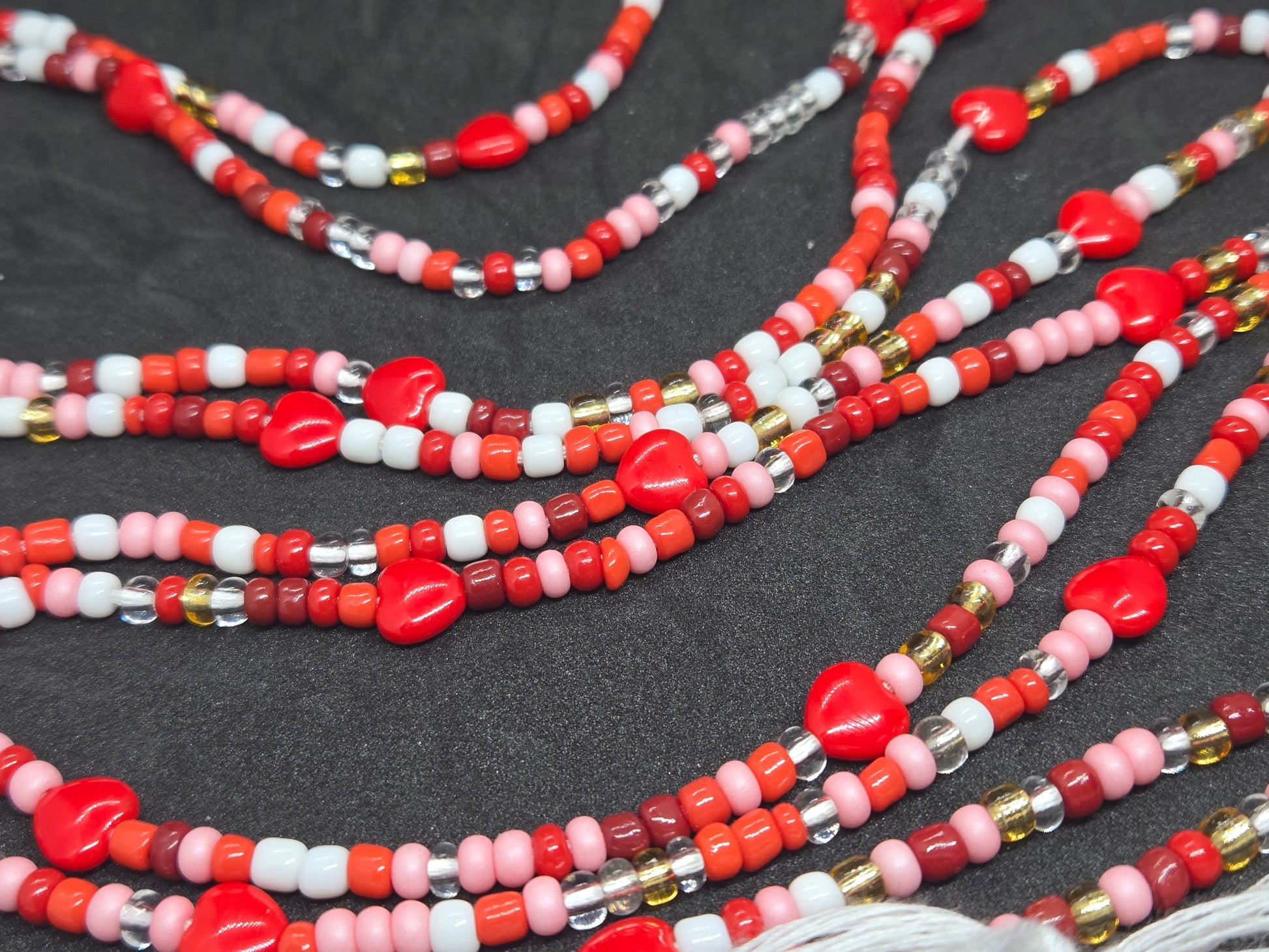 Crimson Kiss Tie On Waistbeads - GBead Adornments