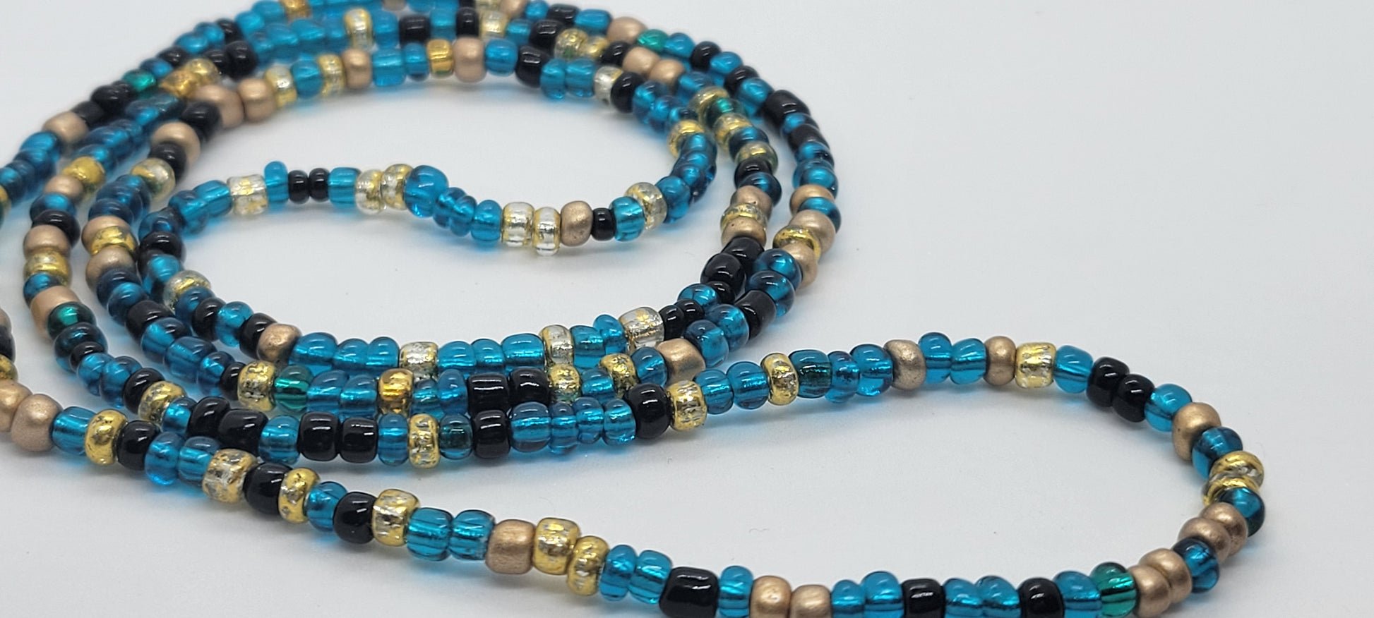 Blue Ocean Glass Waistbead - GBead Adornments